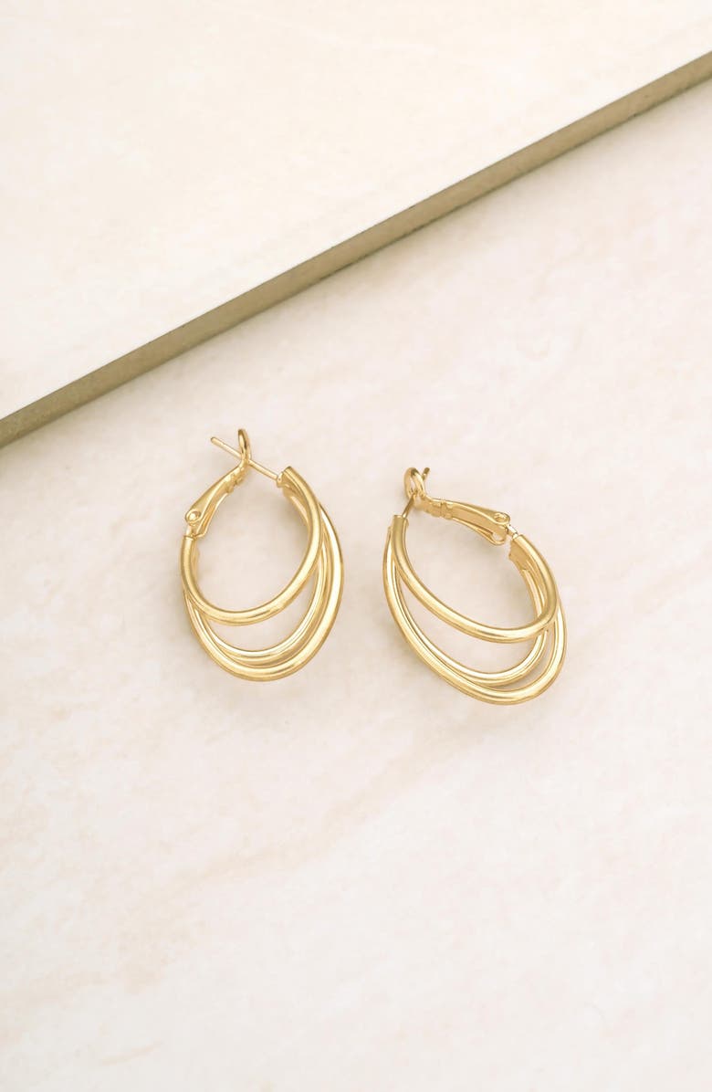 Ettika Classic Triple Hoop Earrings, Alternate, color, Gold