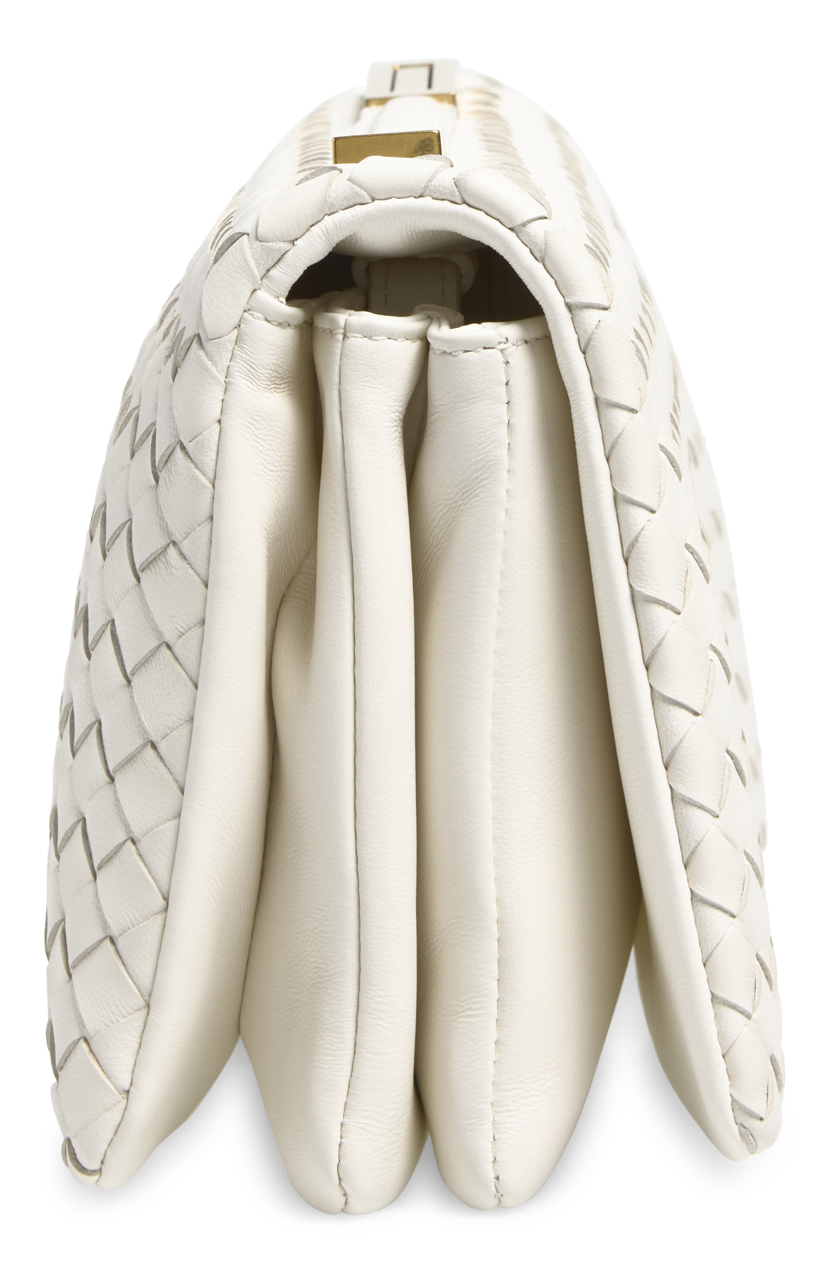 The 70 Intrecciato Leather Top Handle Bag, Alternate, color, 9538 ALABASTER-BRASS V