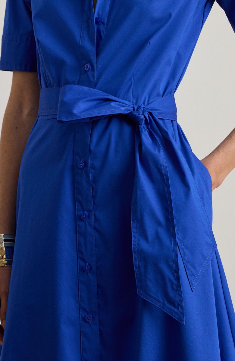Lauren Ralph Lauren Finnbarr Belted Cotton Blend Shirtdress, Alternate, color, Cruise Royal Blue