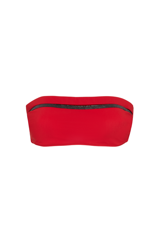 Brunello Cucinelli Bikini bandeau top with monili in Red at Nordstrom, Size 36 It
