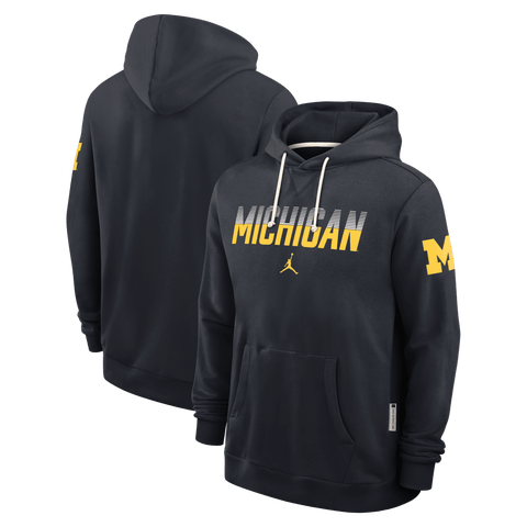 Men's Jordan Brand Navy Michigan Wolverines 2026 Sideline Standard Issue Dri-FIT Hoodie