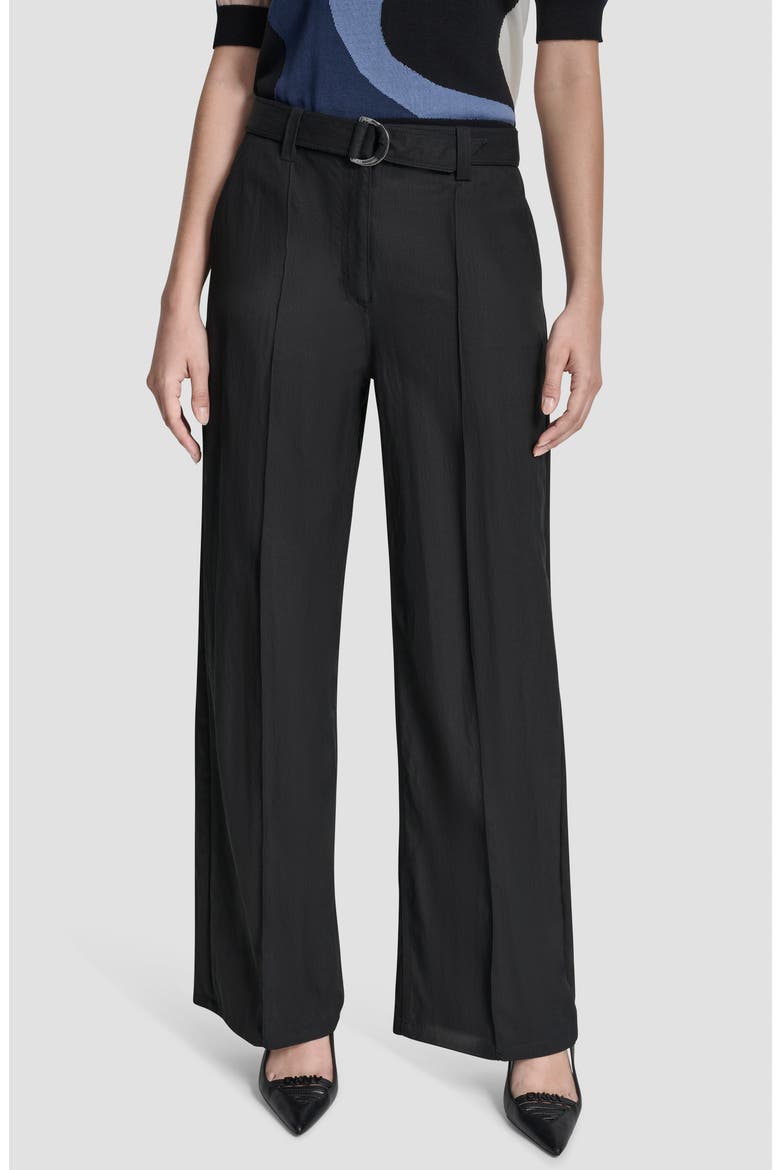 Belted Wide Leg Pants, Main, color, BLACK