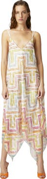 Missoni Long Cover-up Dress In Printed Tulle With Scarf Bottom