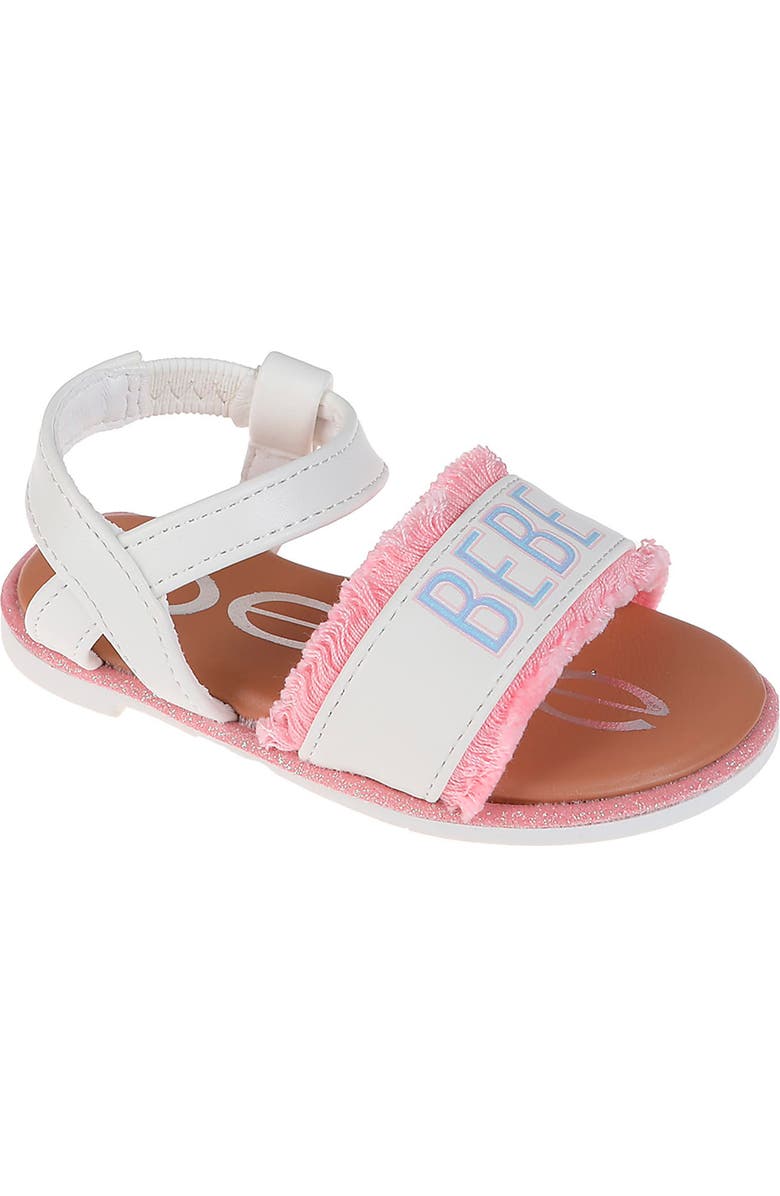 bebe Kids' Fringe Logo Sandal, Main, color,
