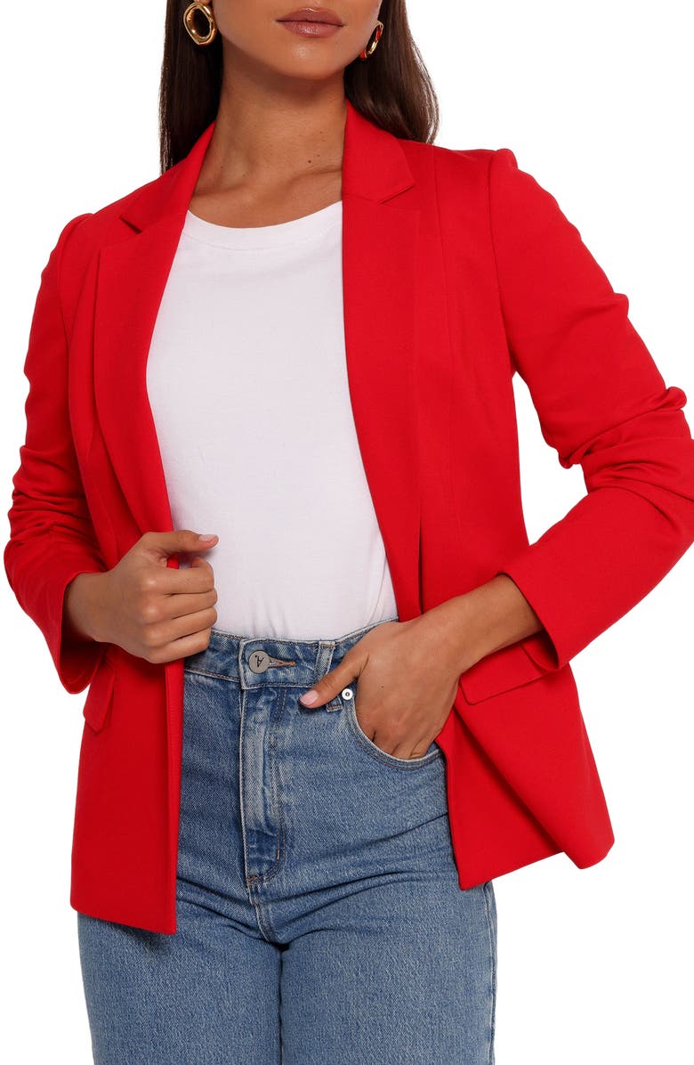 Petal & Pup Ronny Open Front Blazer, Main, color, Scarlet Red