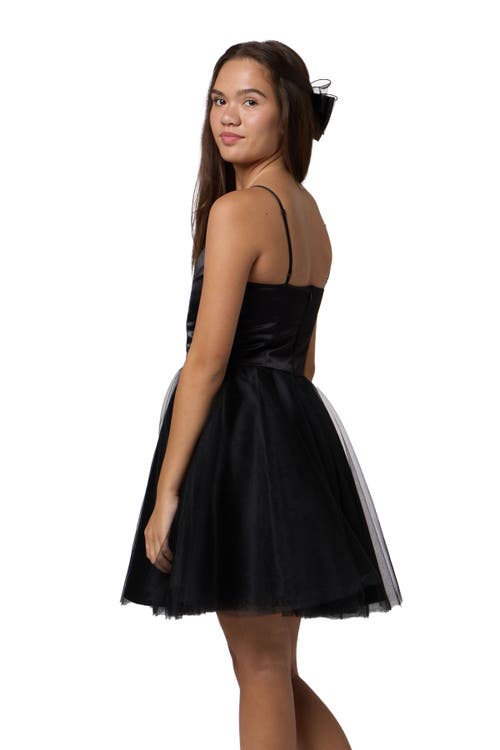 Un Deux Trois Satin And Tulle Party Dress In Black
