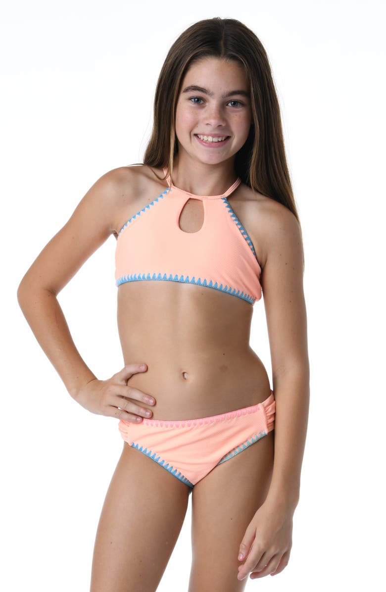 Hobie Kids' Sandy Halter Neck Two-Piece Swimsuit, Main, color,