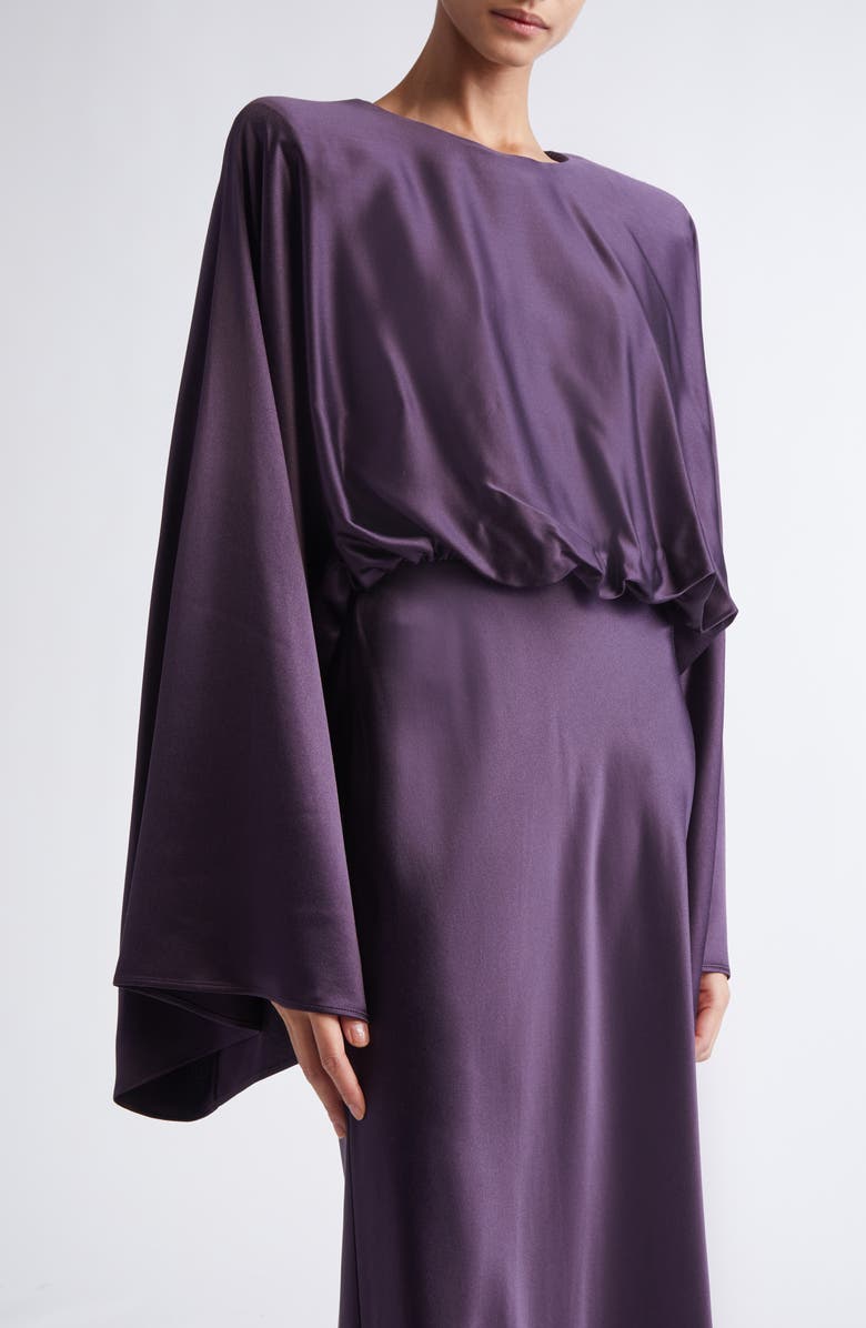 Altuzarra Evinka Long Sleeve Silk Satin Dress, Alternate, color, Orchid