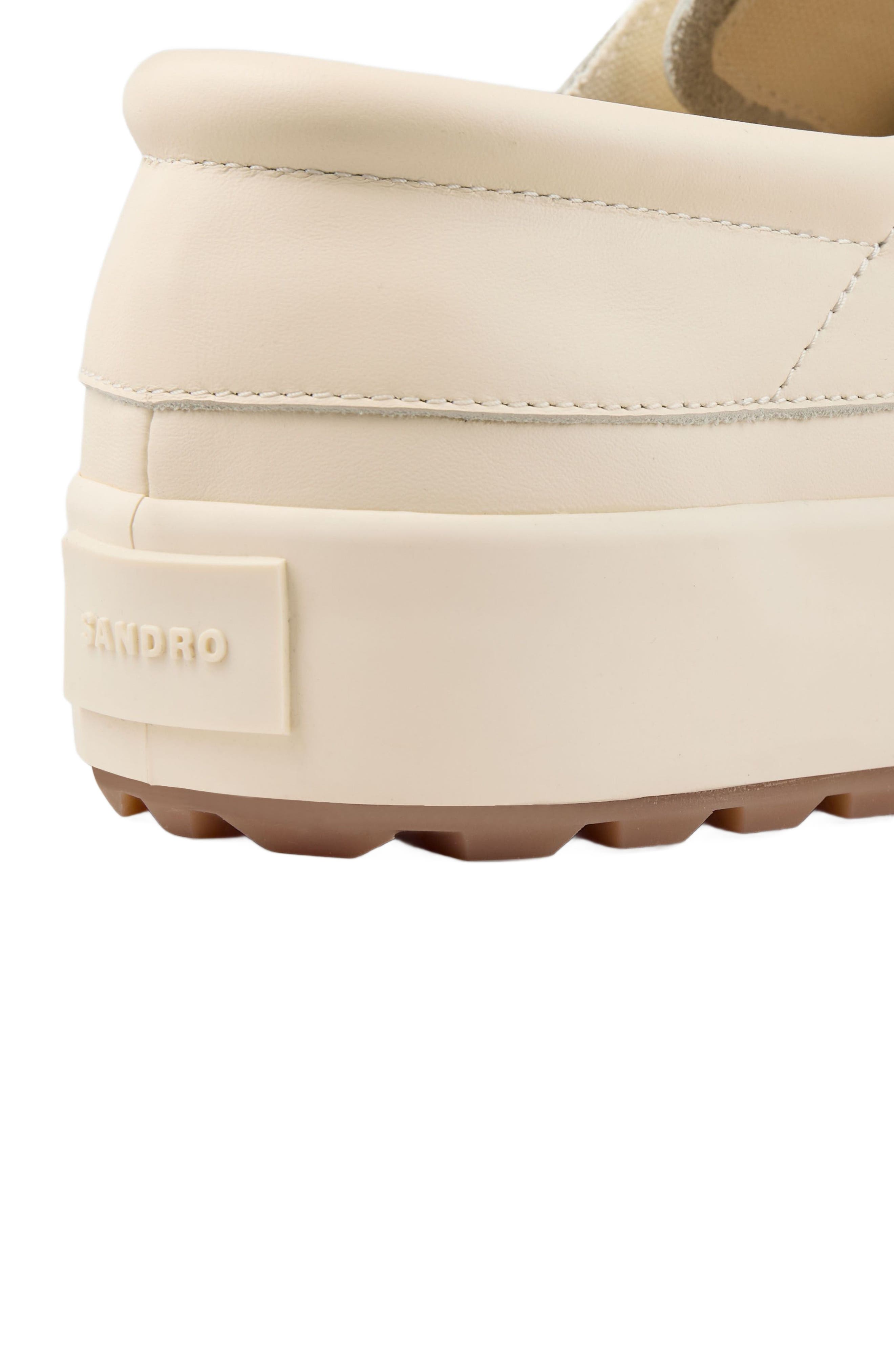 SANDRO Leather boat shoes, Alternate, color, 