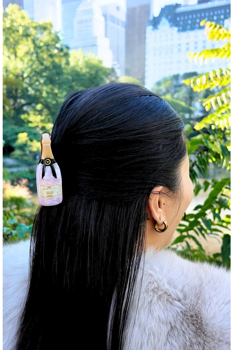 Hand Painted Rosé Claw Clip, Alternate, color, PINK