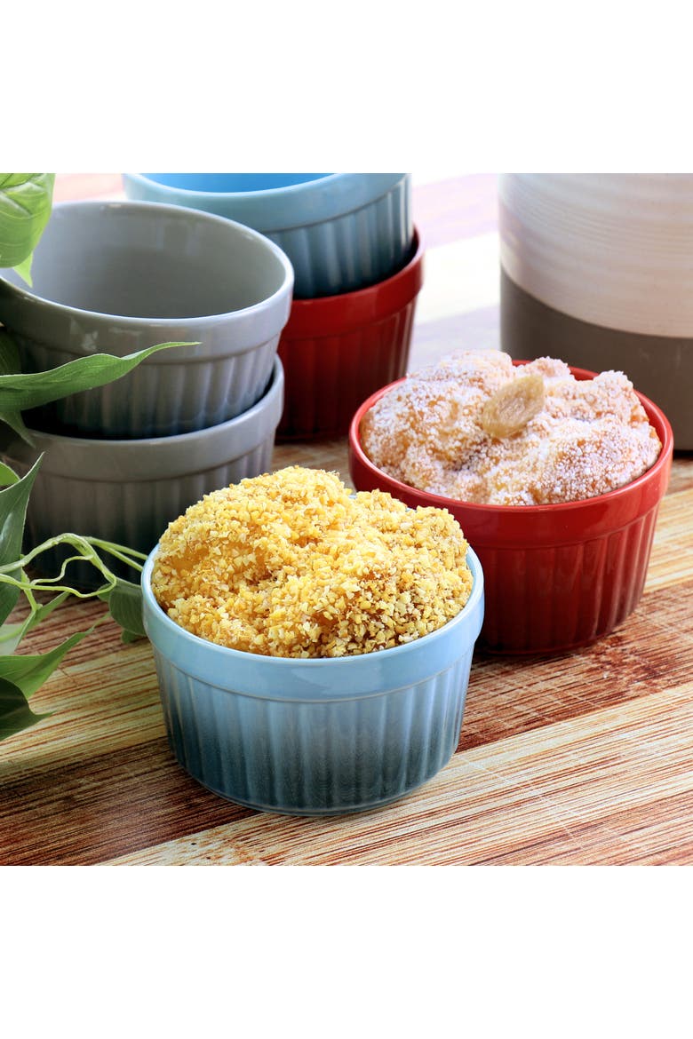 Thornburg 6 Piece 12 Ounce Round Stoneware Ramekin Set, Alternate, color, Blue