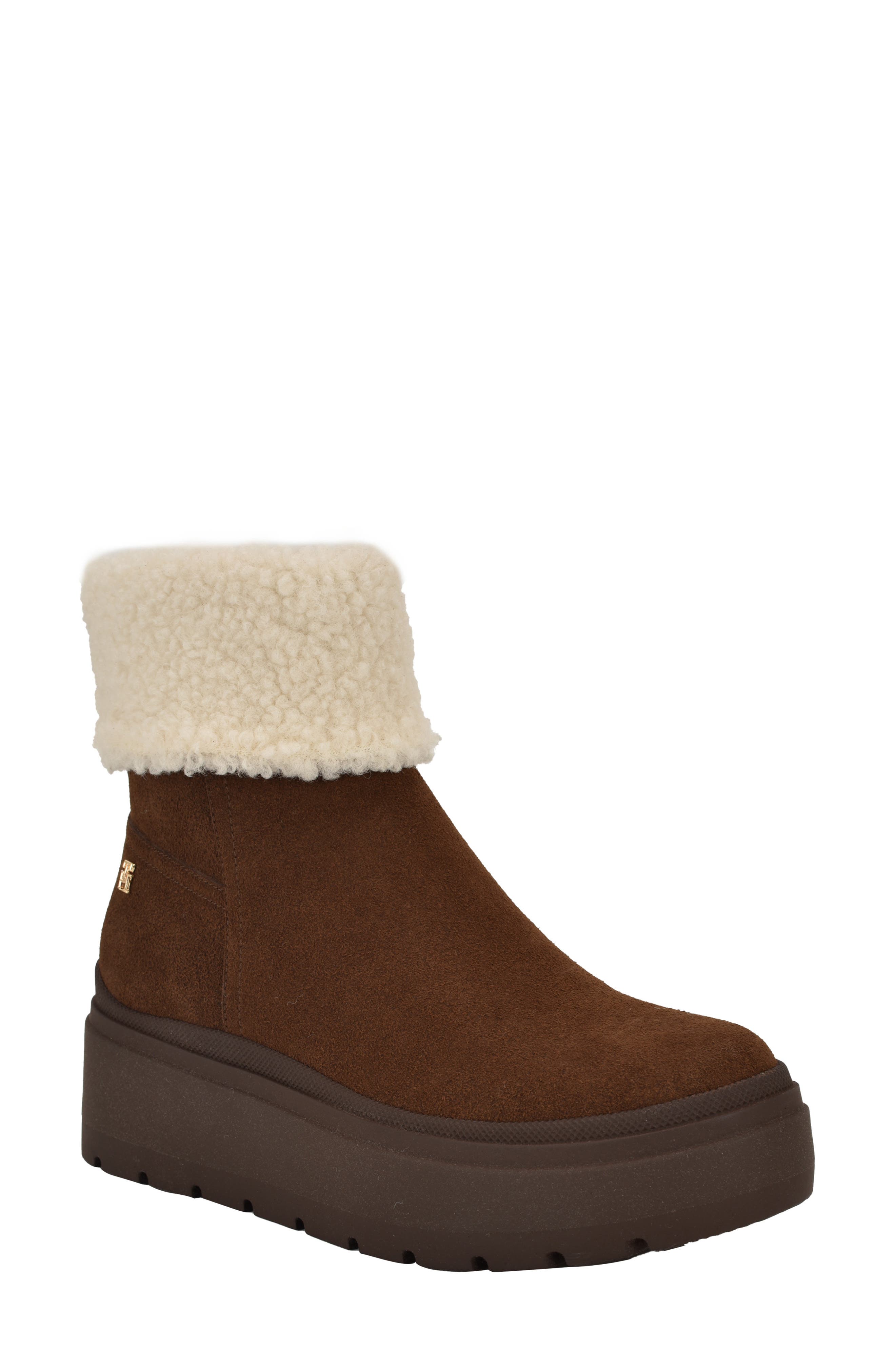  Dark Brown Suede Shearling