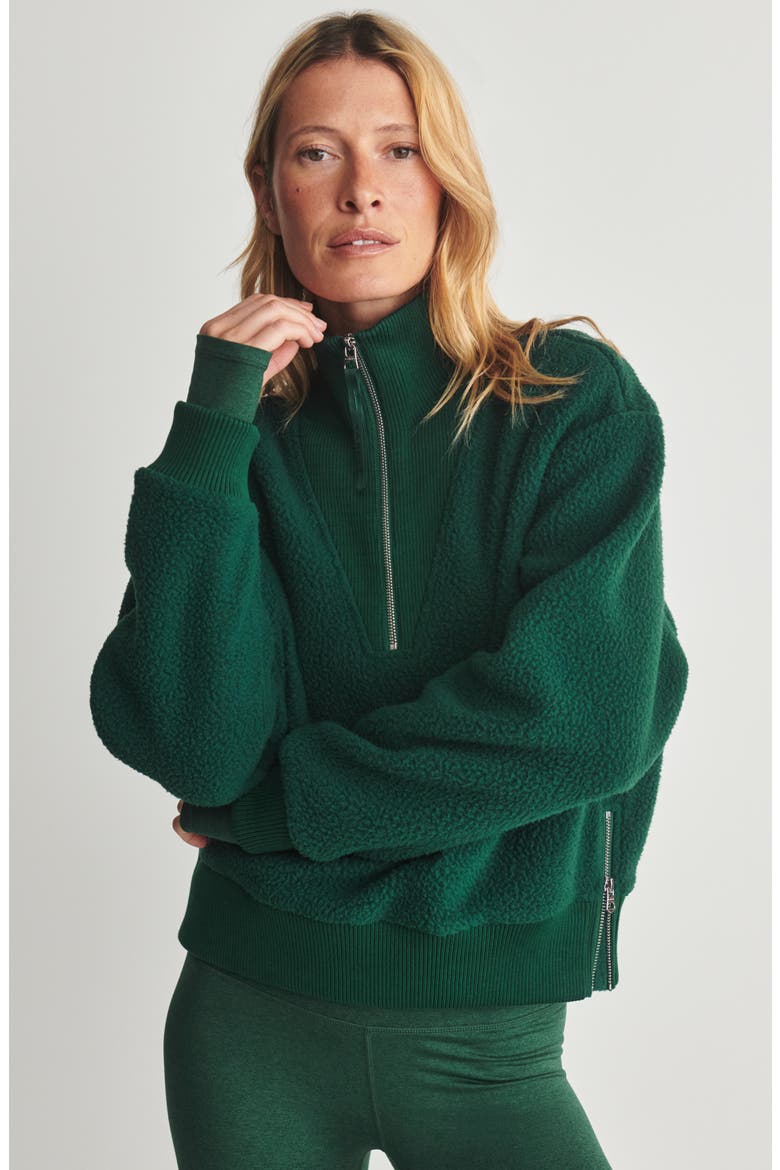 Jaylin High Pile Fleece Half-Zip Pullover, Alternate, color, RAIN FOREST