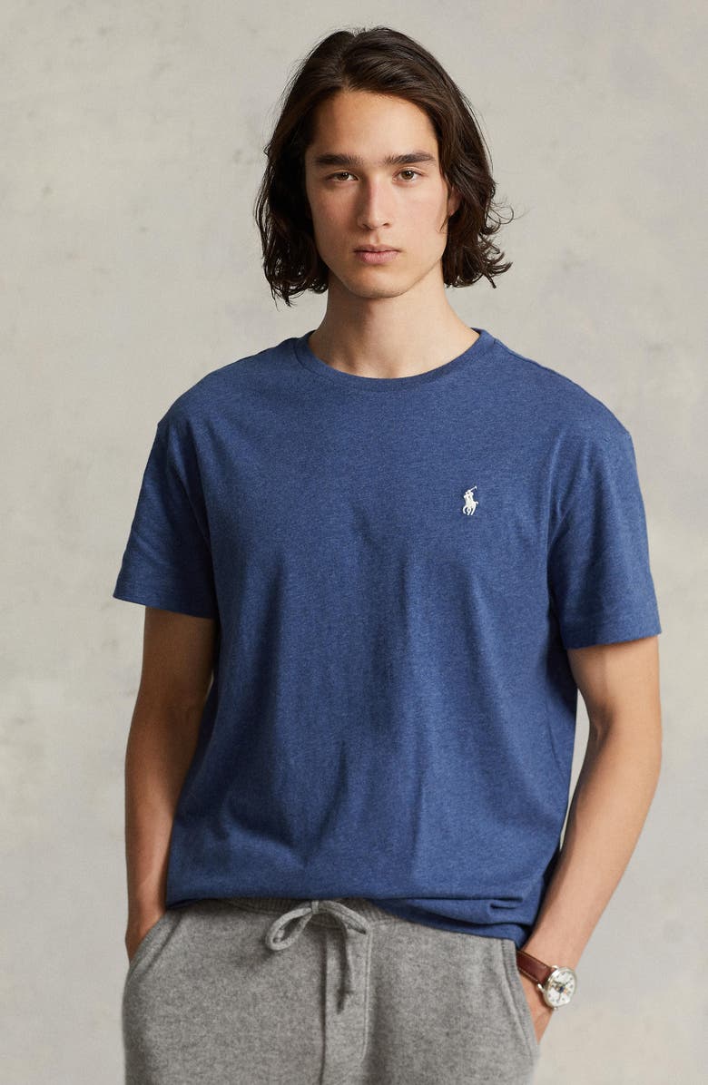 Polo Ralph Lauren Heathered Cotton Crewneck T-Shirt, Alternate, color, Derby Blue Heather