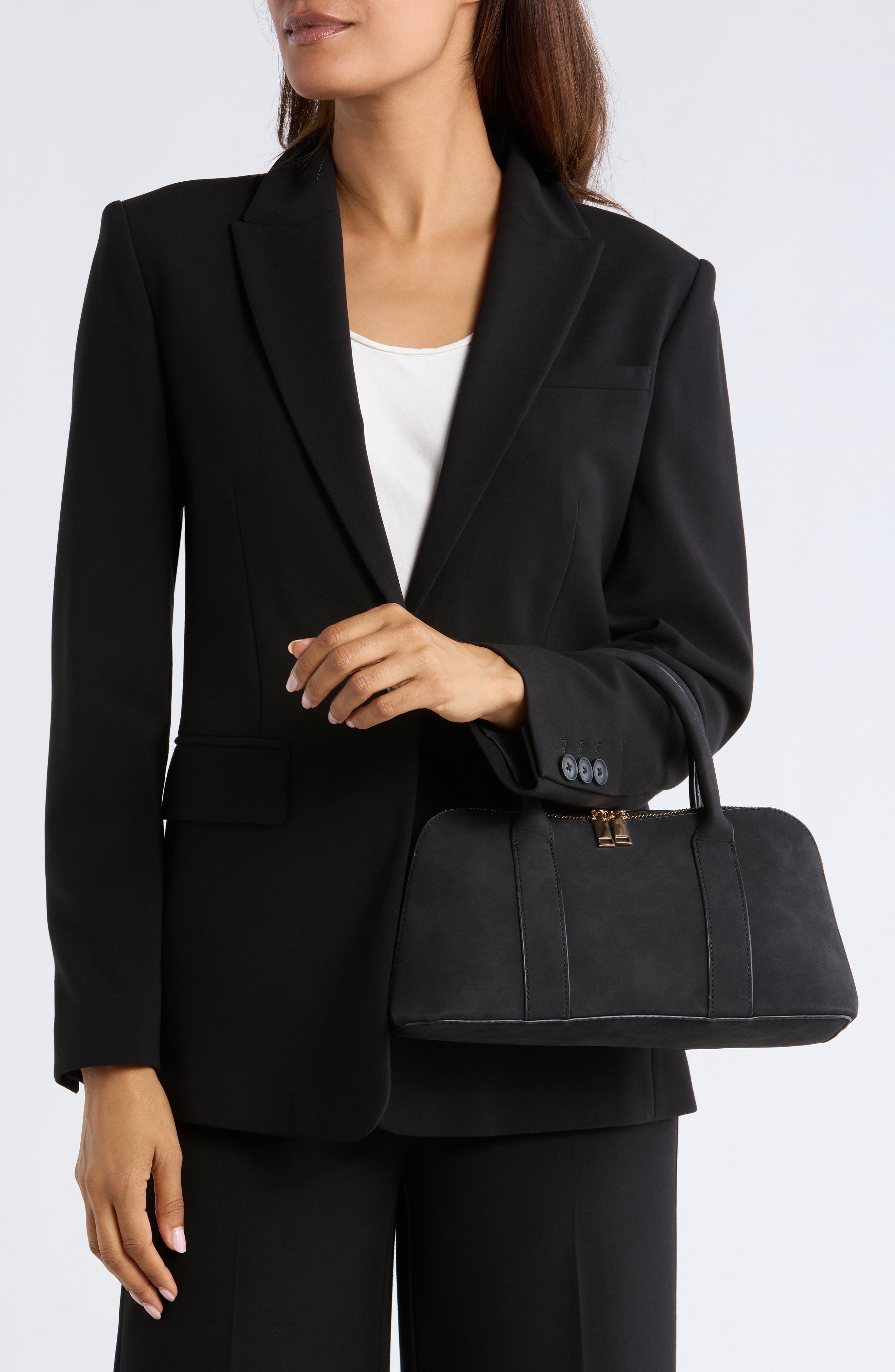 URBAN EXPRESSIONS HANDBAGS Barrel Faux Suede Shoulder Bag, Alternate, color, Black