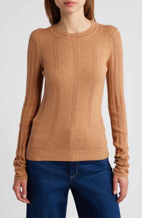PAIGE Claire Pointelle Organic Cotton Blend Crewneck Sweater