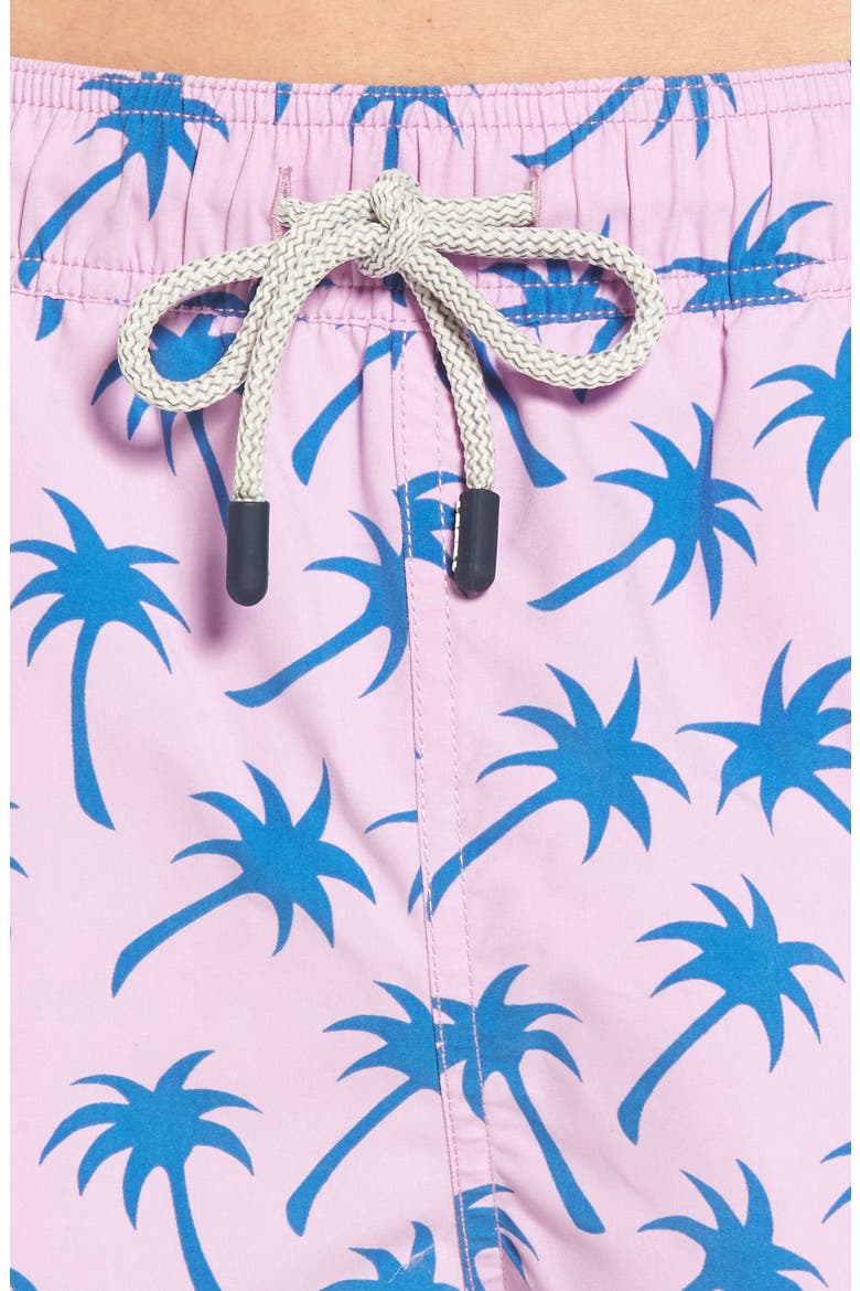 Palm Print Swim Trunks, Alternate, color, LAVENDER / BLUE