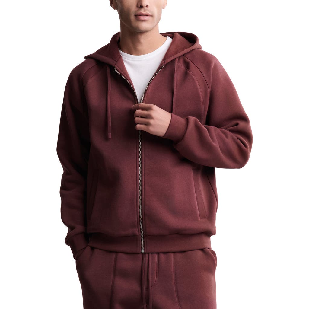 Barefoot Dreams Fleece Zip Hoodie In Burgundy