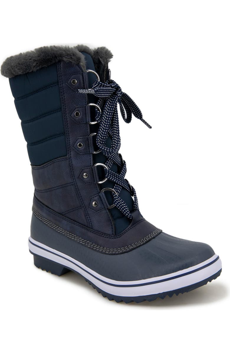 JBU Siberia Waterproof Faux Fur Lined Boot, Main, color, Navy
