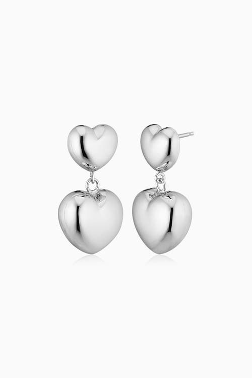 Oradina Sterling Silver Lover Statement Drop Earrings In Silver