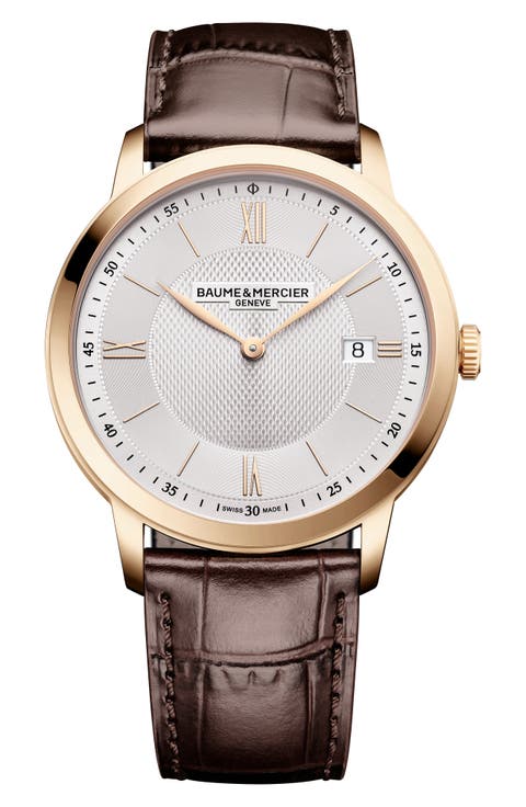 Classima Leather Strap Watch, 40mm