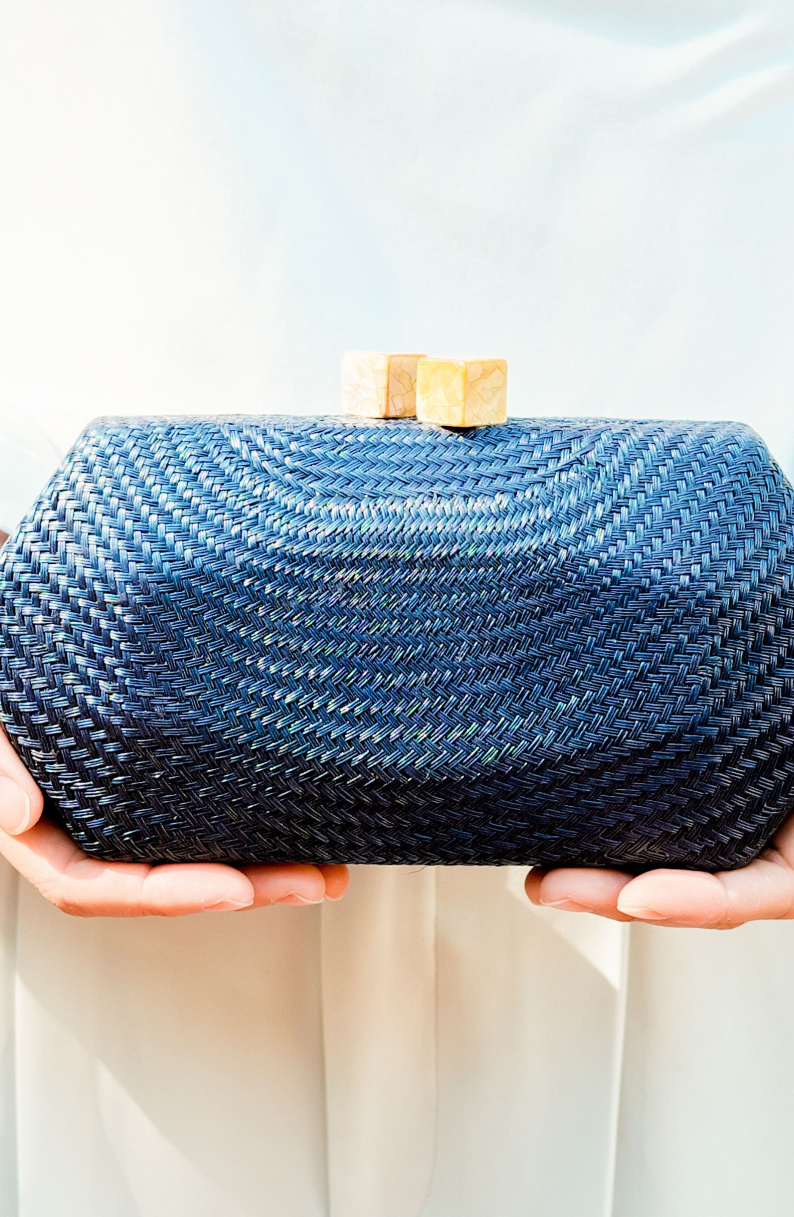 Solid Octagon Clutch, Alternate, color, NAVY BLUE