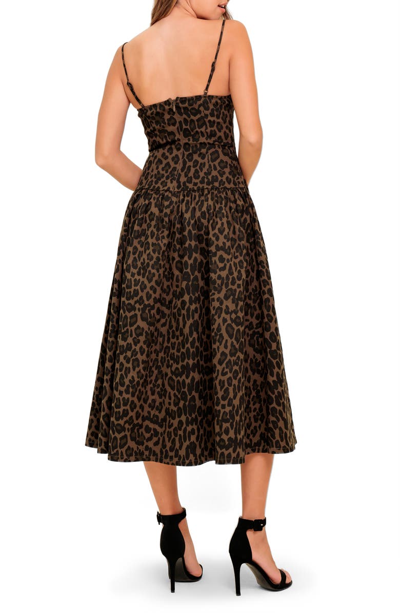FLYING TOMATO Leopard Print Drop Waist Midi Dress, Alternate, color, 