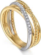 Gabriel & Co. Bujukan Two-Tone 14K Gold & Diamond Crisscross Ring