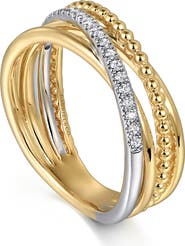 Gabriel & Co. Bujukan Two-Tone 14K Gold & Diamond Crisscross Ring