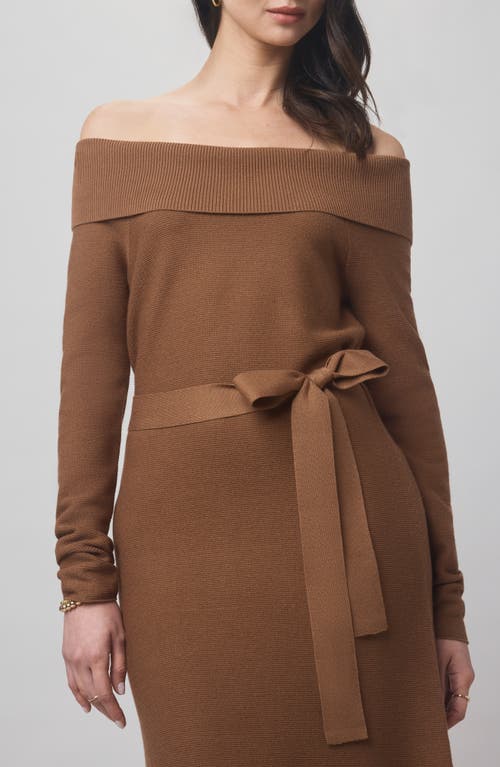 Splendid X @cellajaneblog Over The Shoulder Sweater Dress In Brown