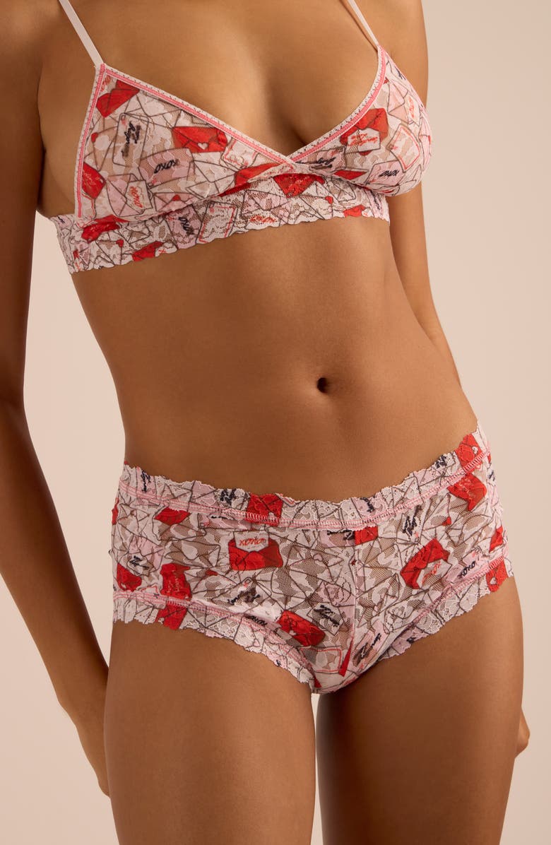 Hanky Panky Print Boyshorts, Alternate, color, With Love White