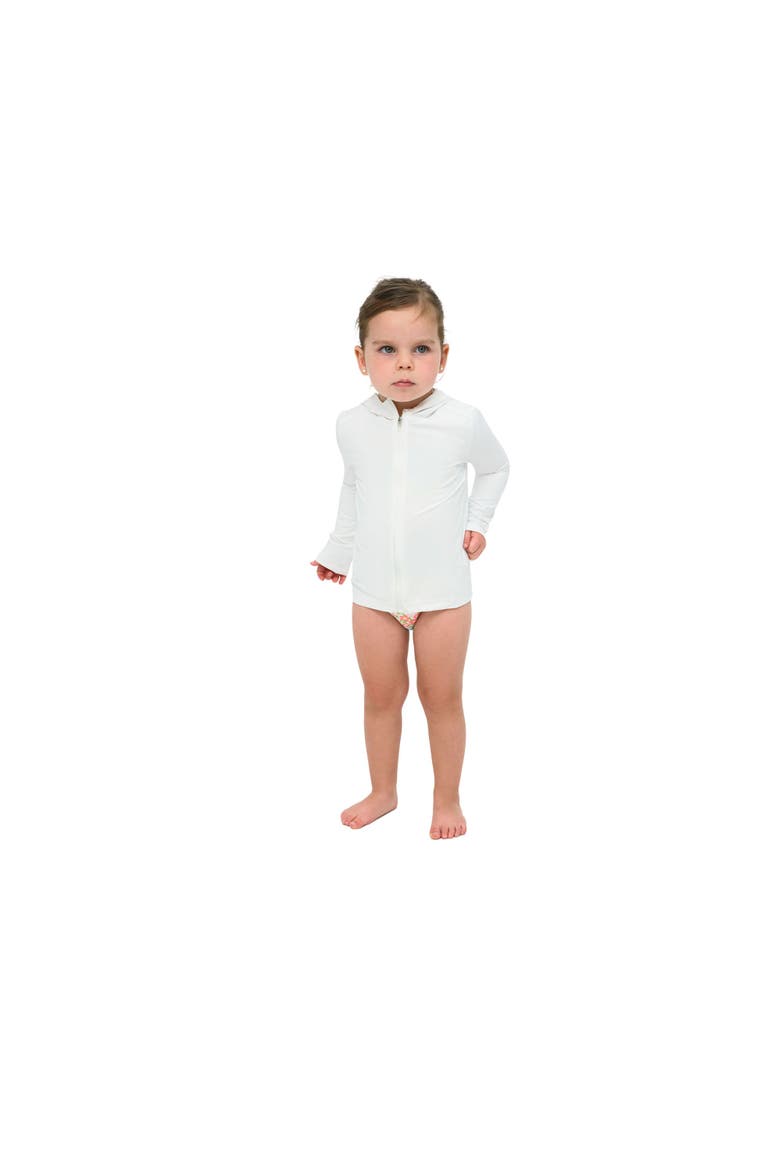 Toddler's Long Sleeve Full Zip Hoodie Top with Sun and UV Protection, Main, color, White