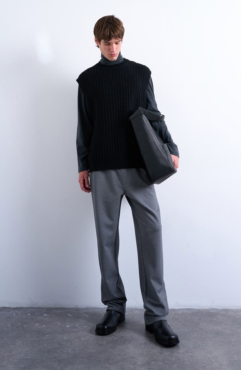 Topman Cable Stitch Sweater Vest, Alternate, color, Black