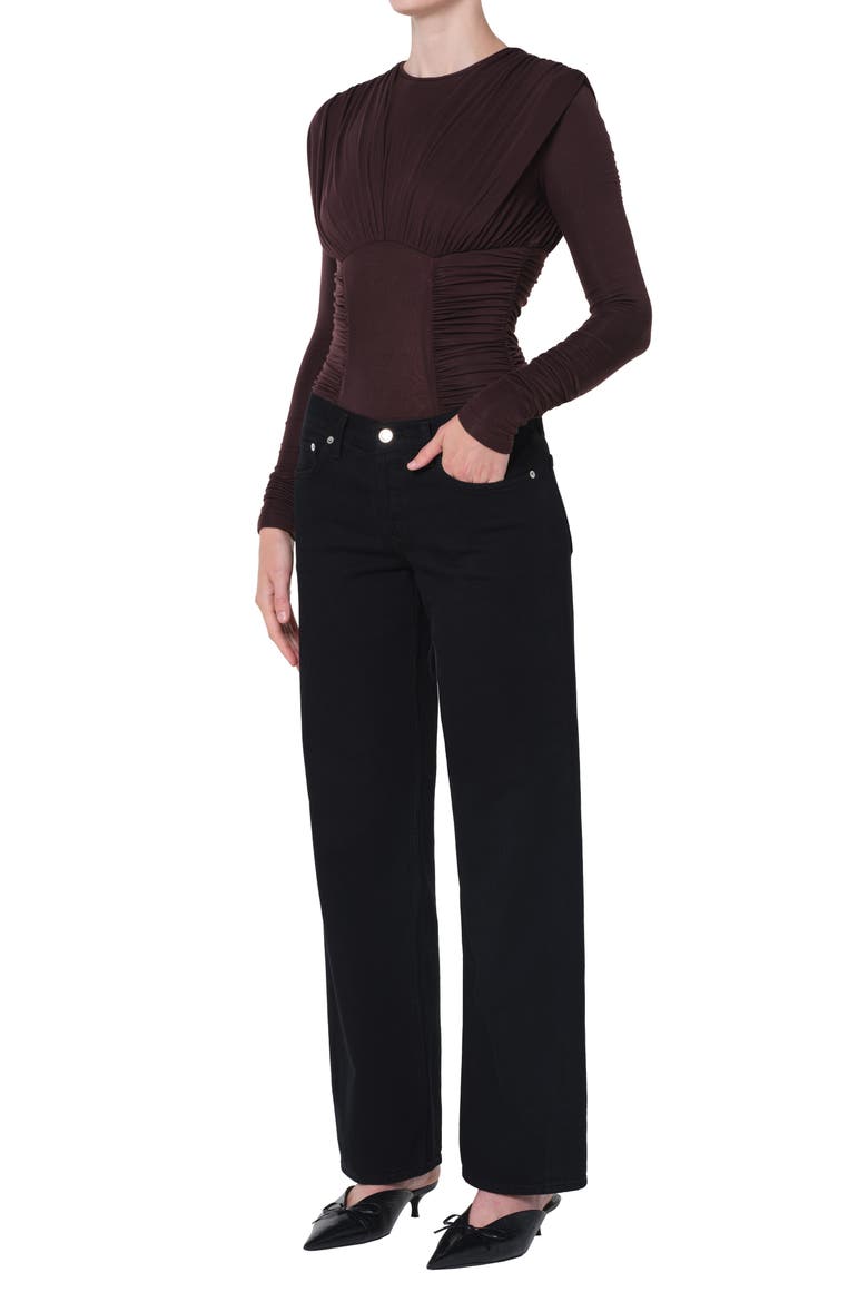 Abbi Ruched Bodysuit, Alternate, color, ROOT DARK BROWN
