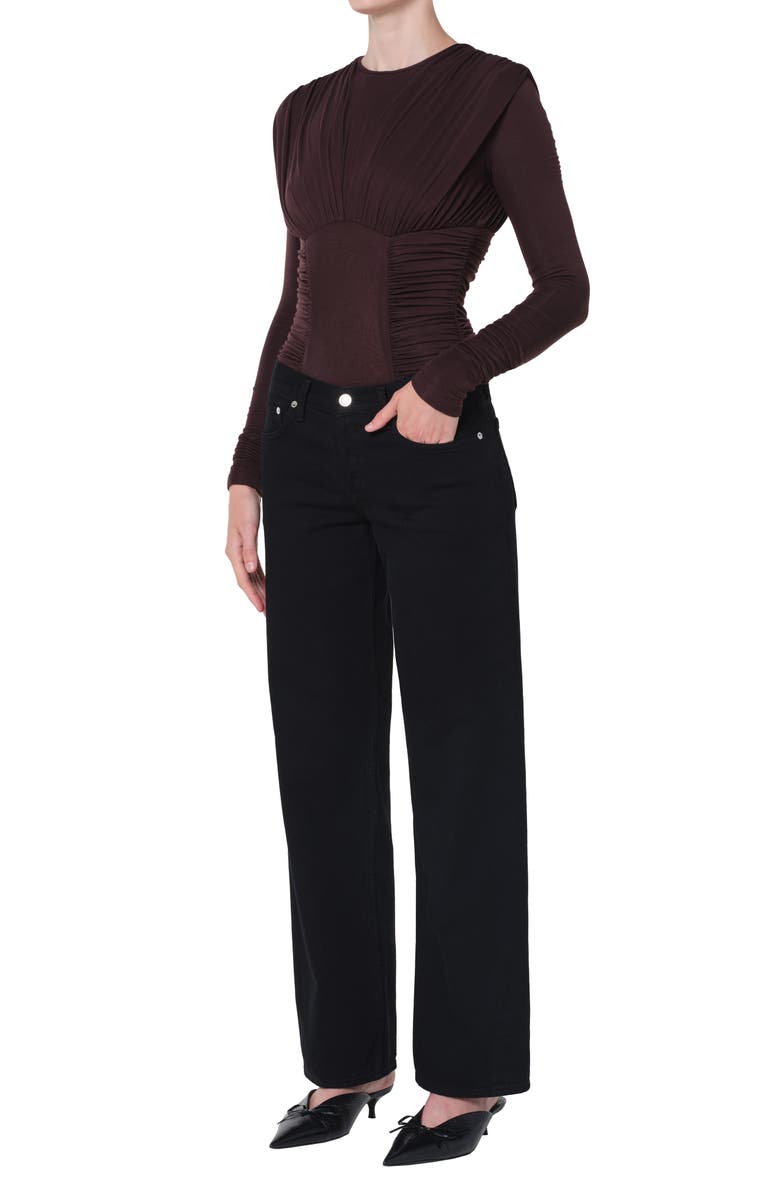 AGOLDE Abbi Ruched Bodysuit, Alternate, color, Root Dark Brown