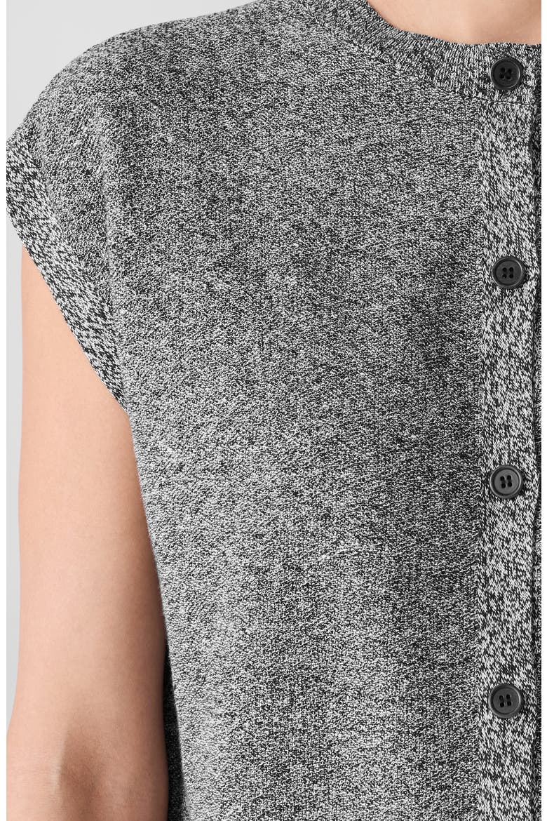 Cap Sleeve Organic Linen & Organic Cotton Sweater, Alternate, color, BLACK/ WHITE
