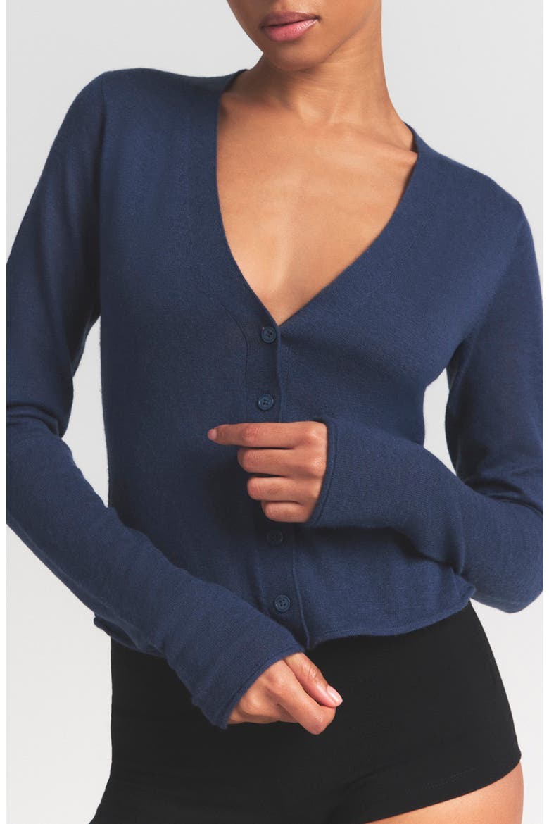 Featherweight Cashmere Cardigan, Alternate, color, INDIGO