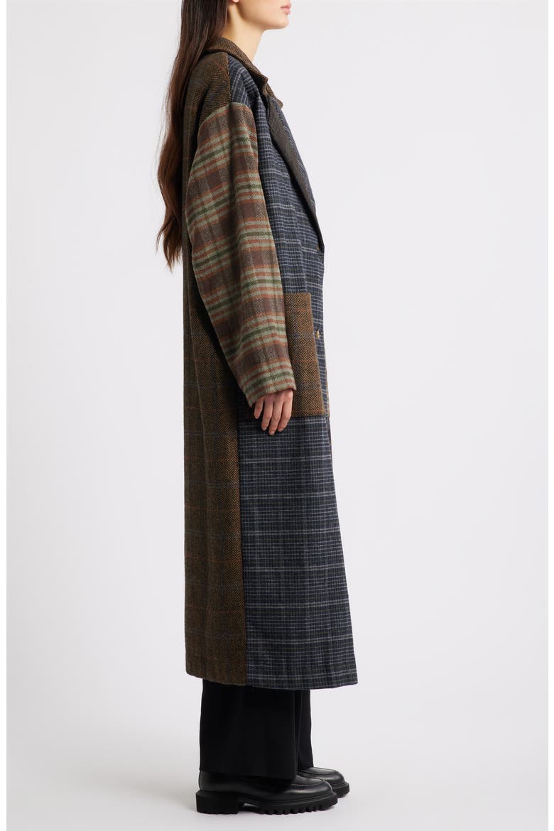 Risk Something Longline Plaid Coat, Alternate, color, GREY