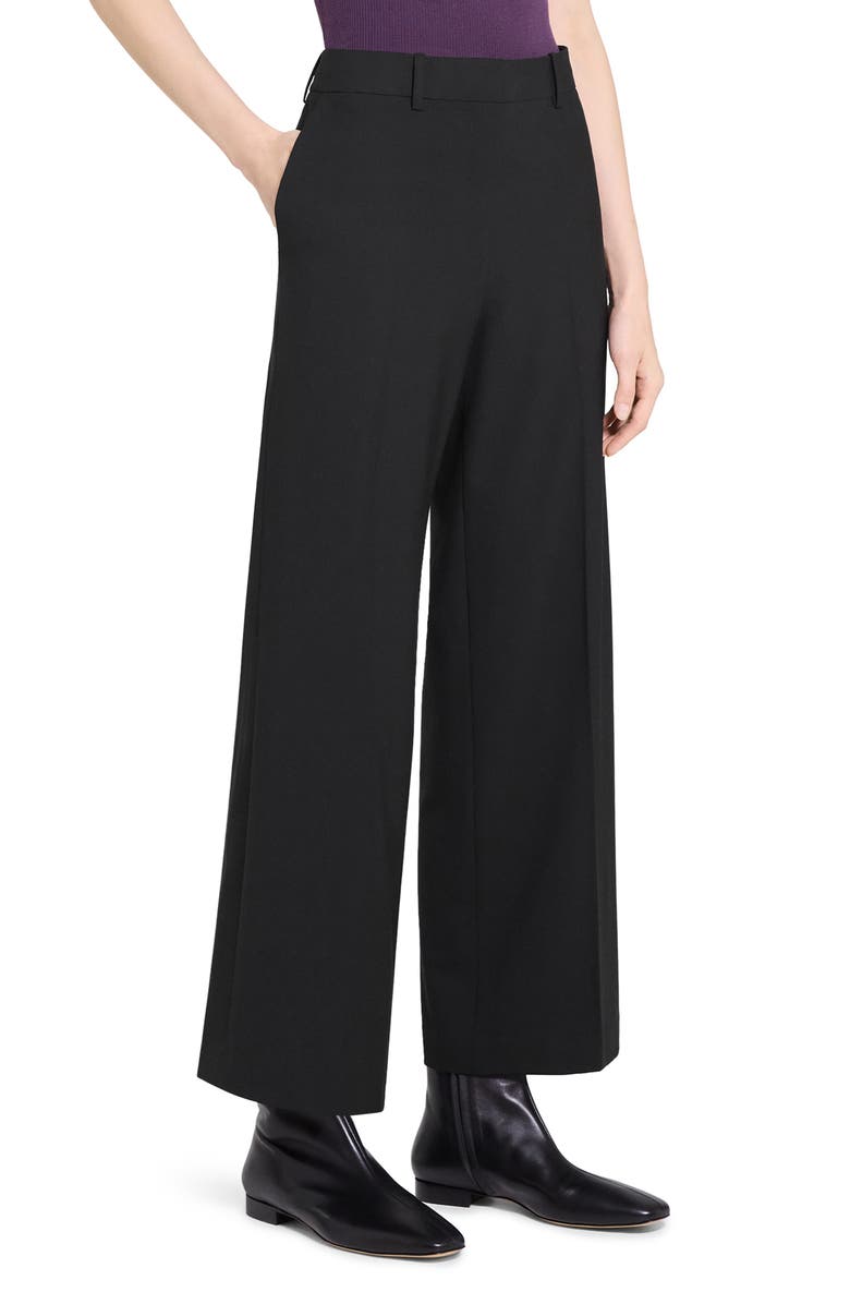 Theory Stretch Wool Wide Leg Pants, Alternate, color, Black - 001