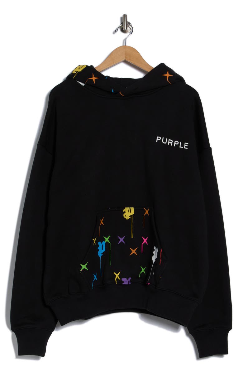 PURPLE BRAND Logo Graphic Fleece Hoodie, Alternate, color, Black