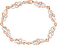 Haus of Brilliance 10K Rose Gold 1.0 Cttw Diamond Infinity Loop and Swirl Link Bracelet