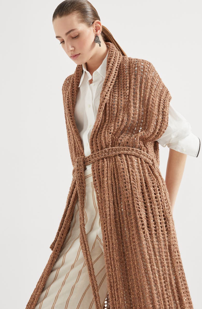 Brunello Cucinelli Dazzling long cardigan, Alternate, color, 