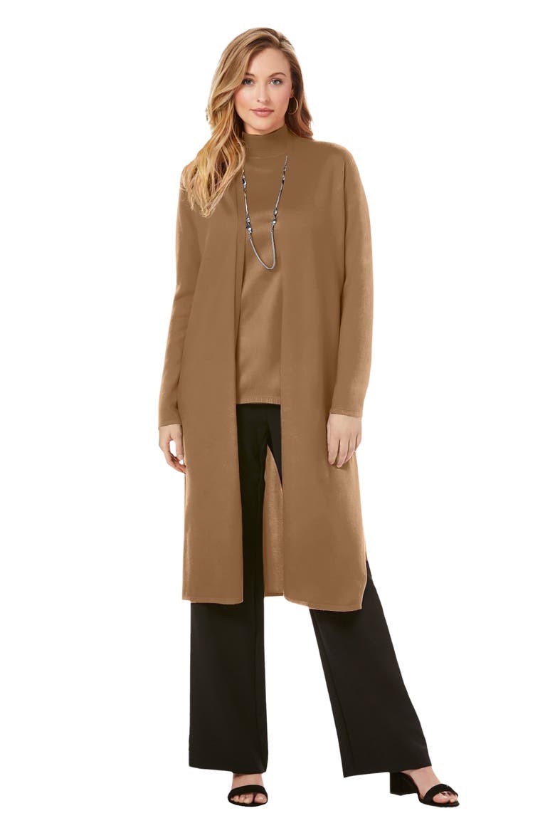 Carefree Cashmere Duster Sweater, Main, color, BROWN MAPLE