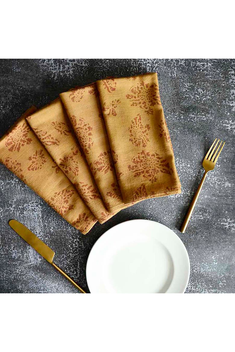 Ethically Made Cotton Dinner Napkins, Alternate, color, Yellow