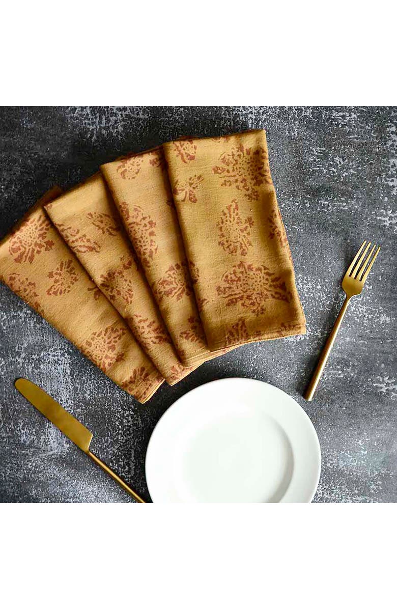 Ichcha Ethically Made Cotton Dinner Napkins, Alternate, color, Yellow