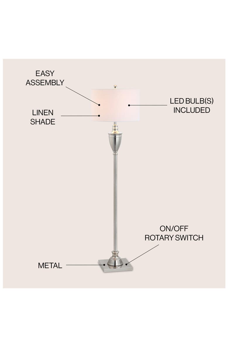 Othello 62" Metal LED Floor Lamp, Polished Nickel, Alternate, color, Polished Nickel