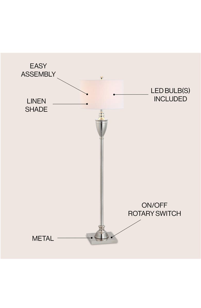 JONATHAN Y Othello 62" Metal LED Floor Lamp, Polished Nickel, Alternate, color, Polished Nickel
