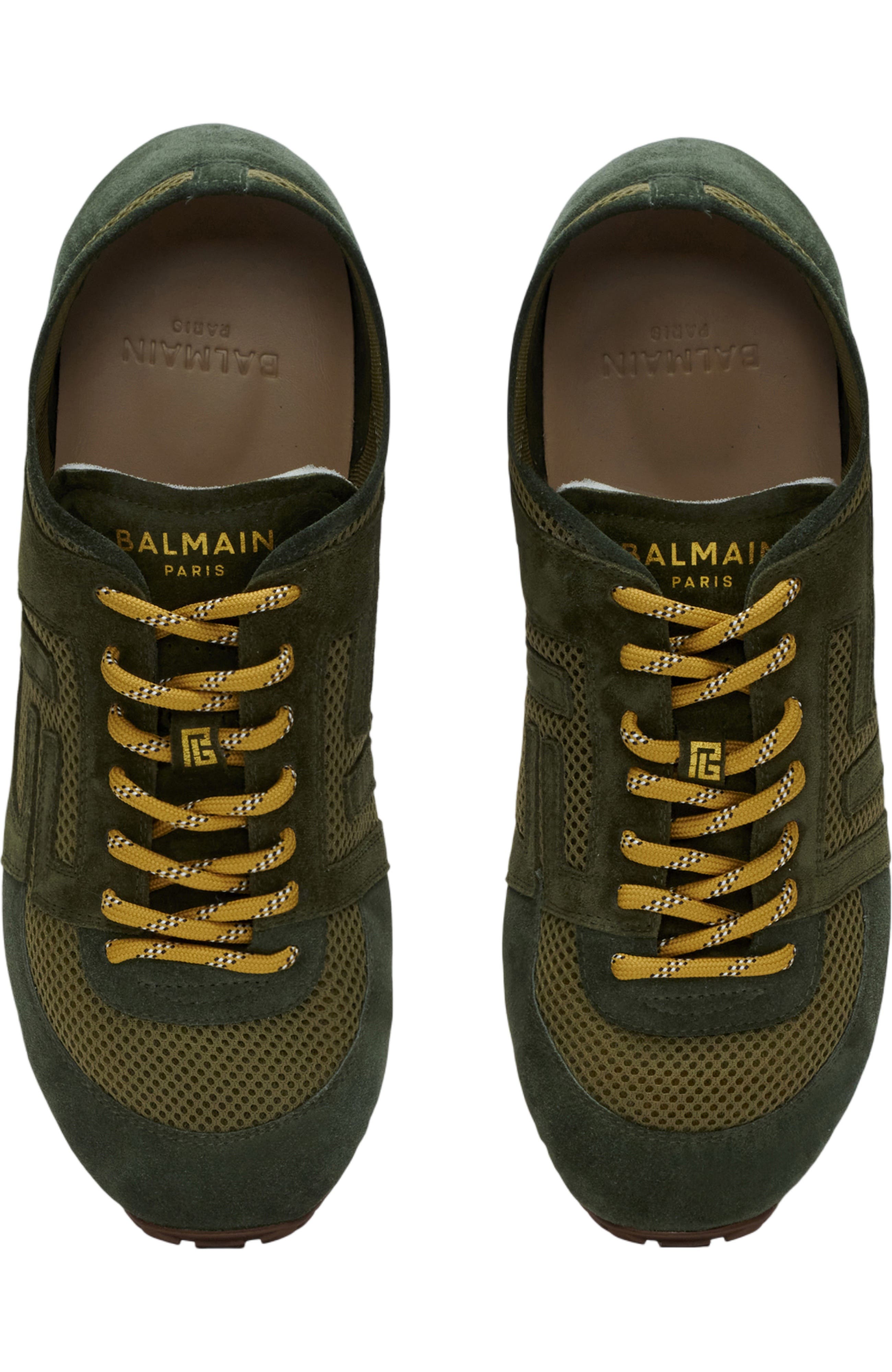 Racer 45 trainers in mesh and suede leather, Alternate, color, khaki