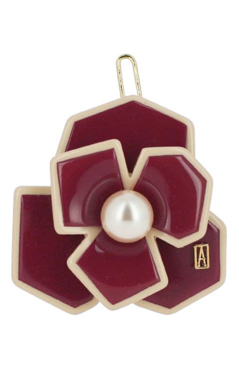 Art deco camelia flower hair acetate side barette