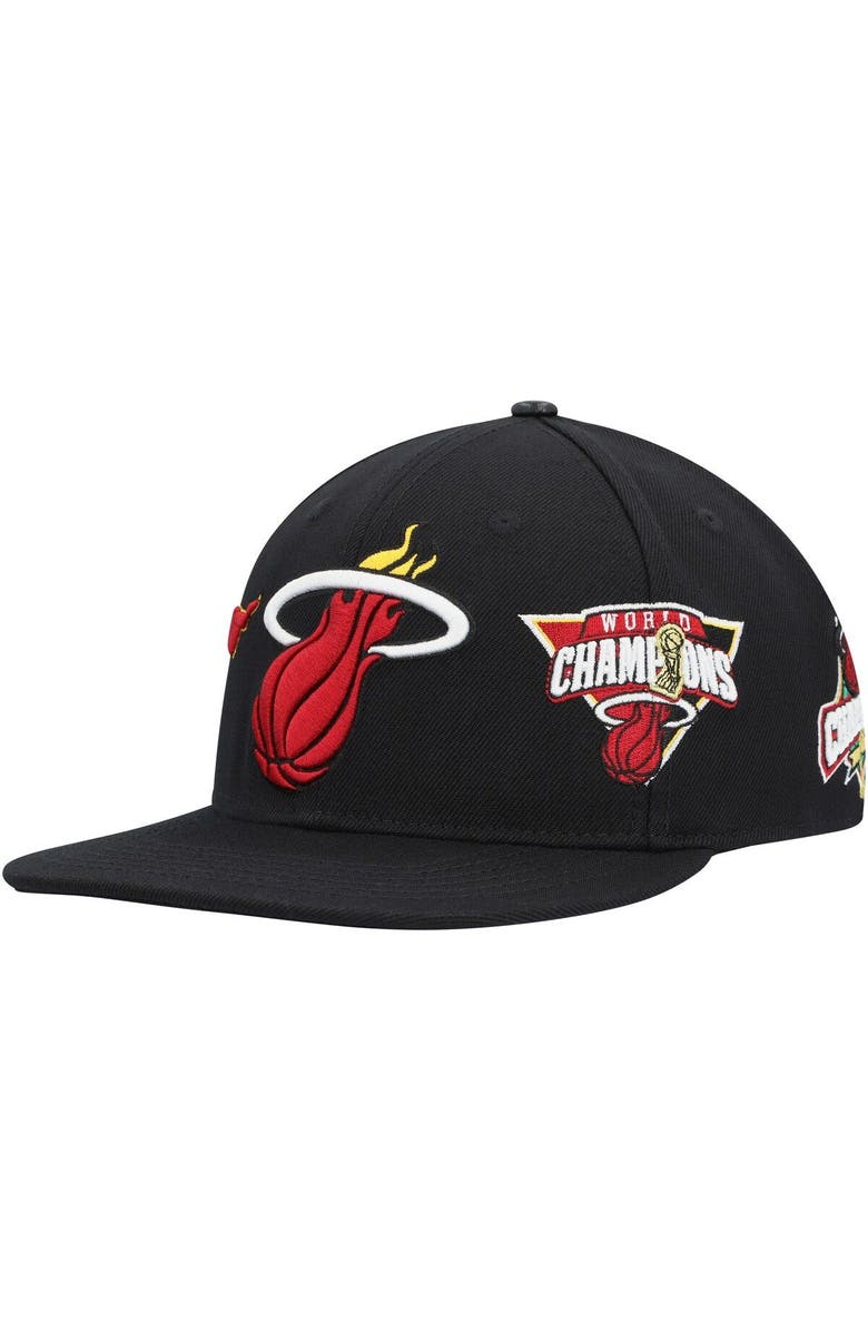 Post Men's Black Miami Heat Championship Capsule Snapback Hat, Main, color,